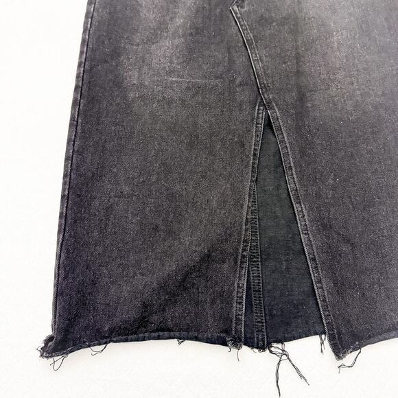 Petal + Pup Black Denim Front Slit Jean Cotton Skirt Size 2 - Picture 3 of 7